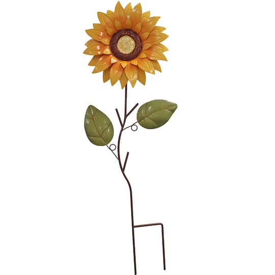 26" Yellow Metal Flower Yard Stake by Ashland®